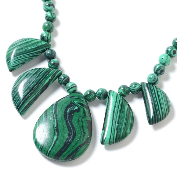 Lab Created Malachite Earrings and Necklace Set - Picture 2 of 7